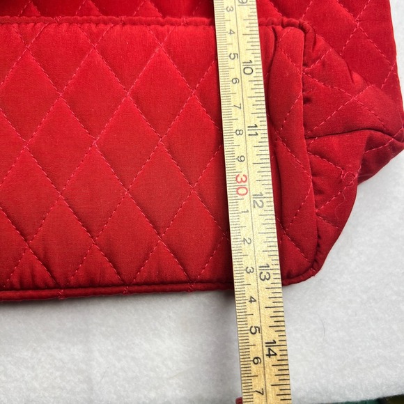 Vera Bradley Red Quilted Tote Bag Polka Dot Lining Toggle Closure w Wristlet Set - Picture 7 of 9